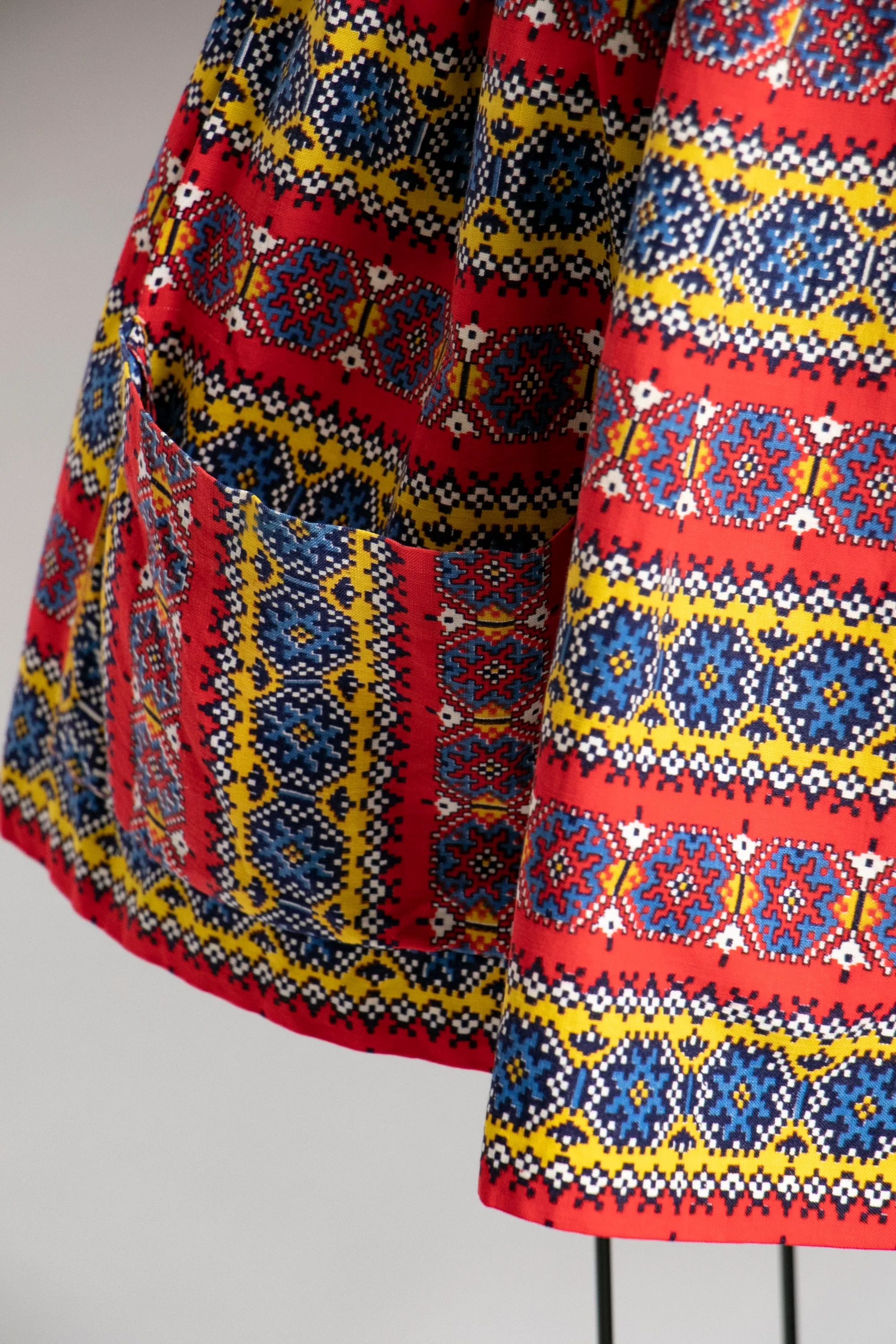 1940s Full Skirt Mini Cotton Pockets Printed Small