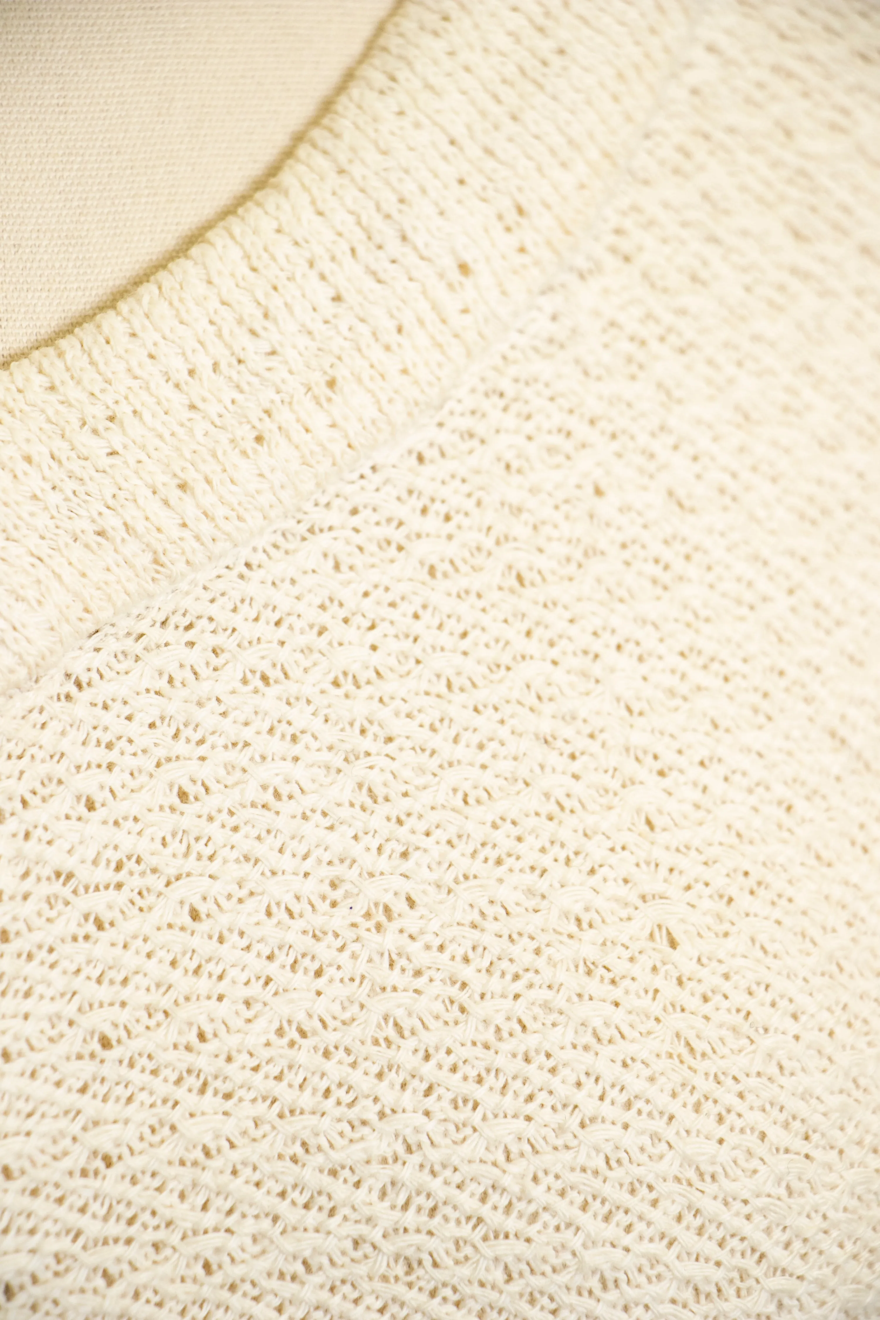 1950s Knit Top Cream Fitted Blouse Small