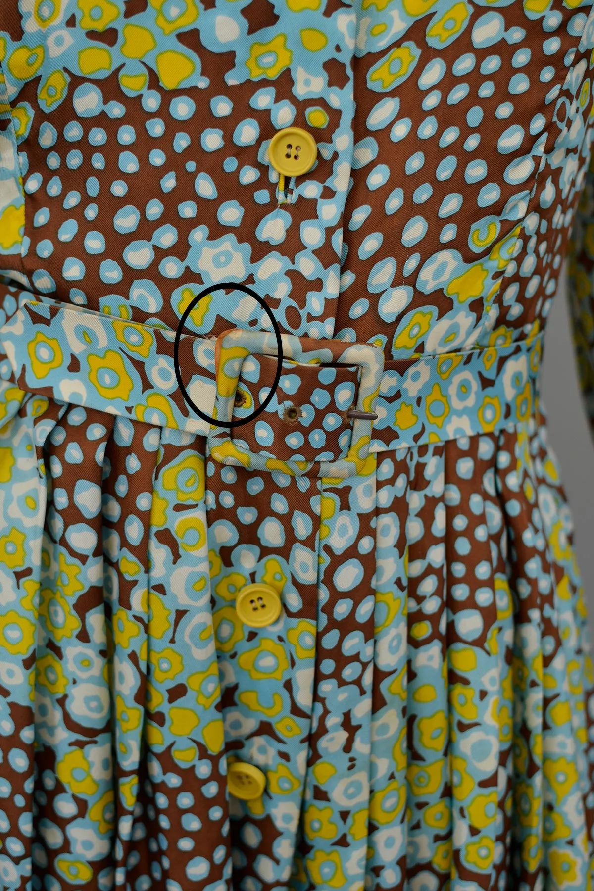 1960s Atomic Bubbles Polka Dot Novelty Print Shirtwaist Dress