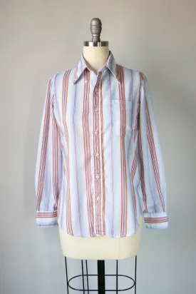 1970s Blouse Striped Top XS