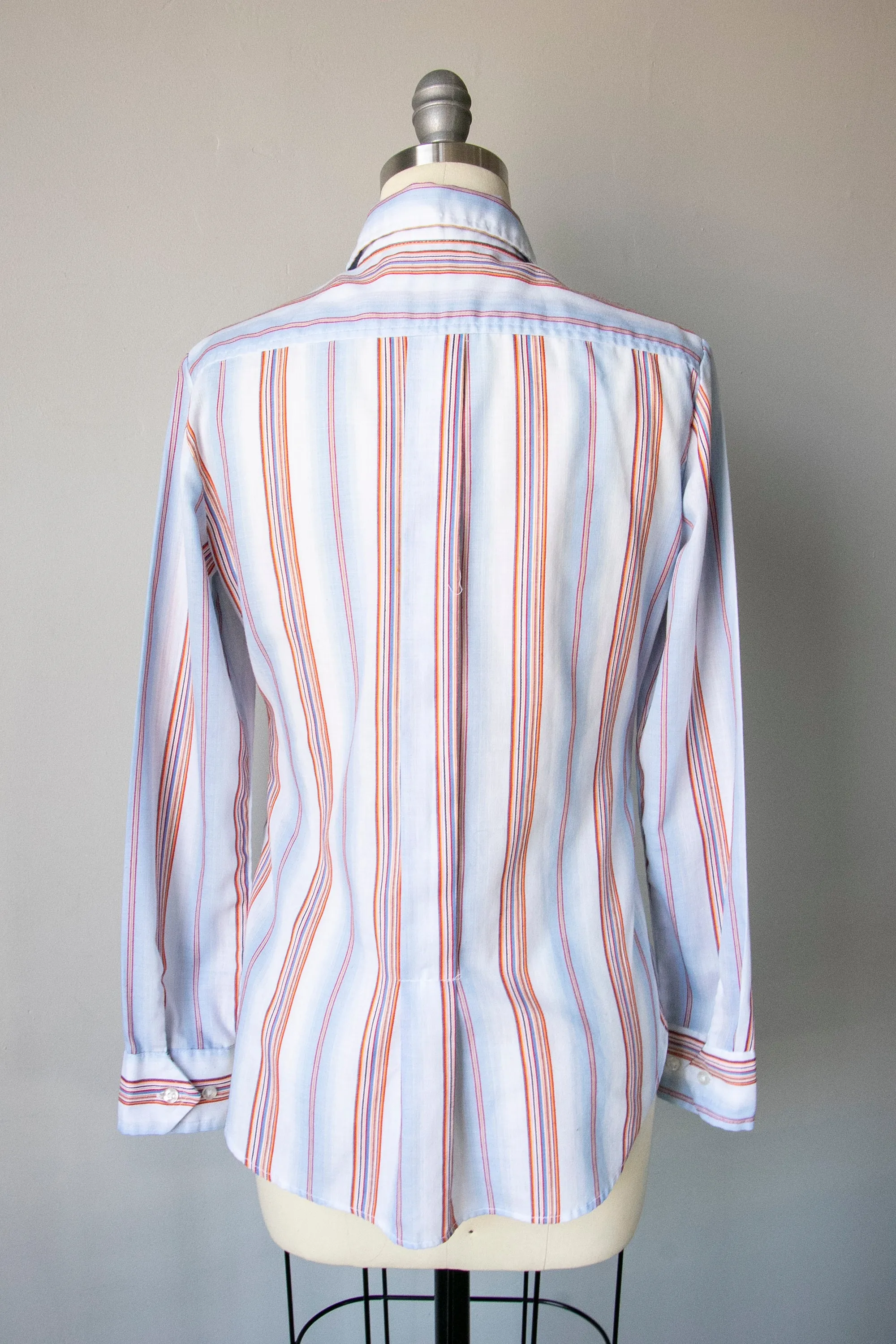 1970s Blouse Striped Top XS