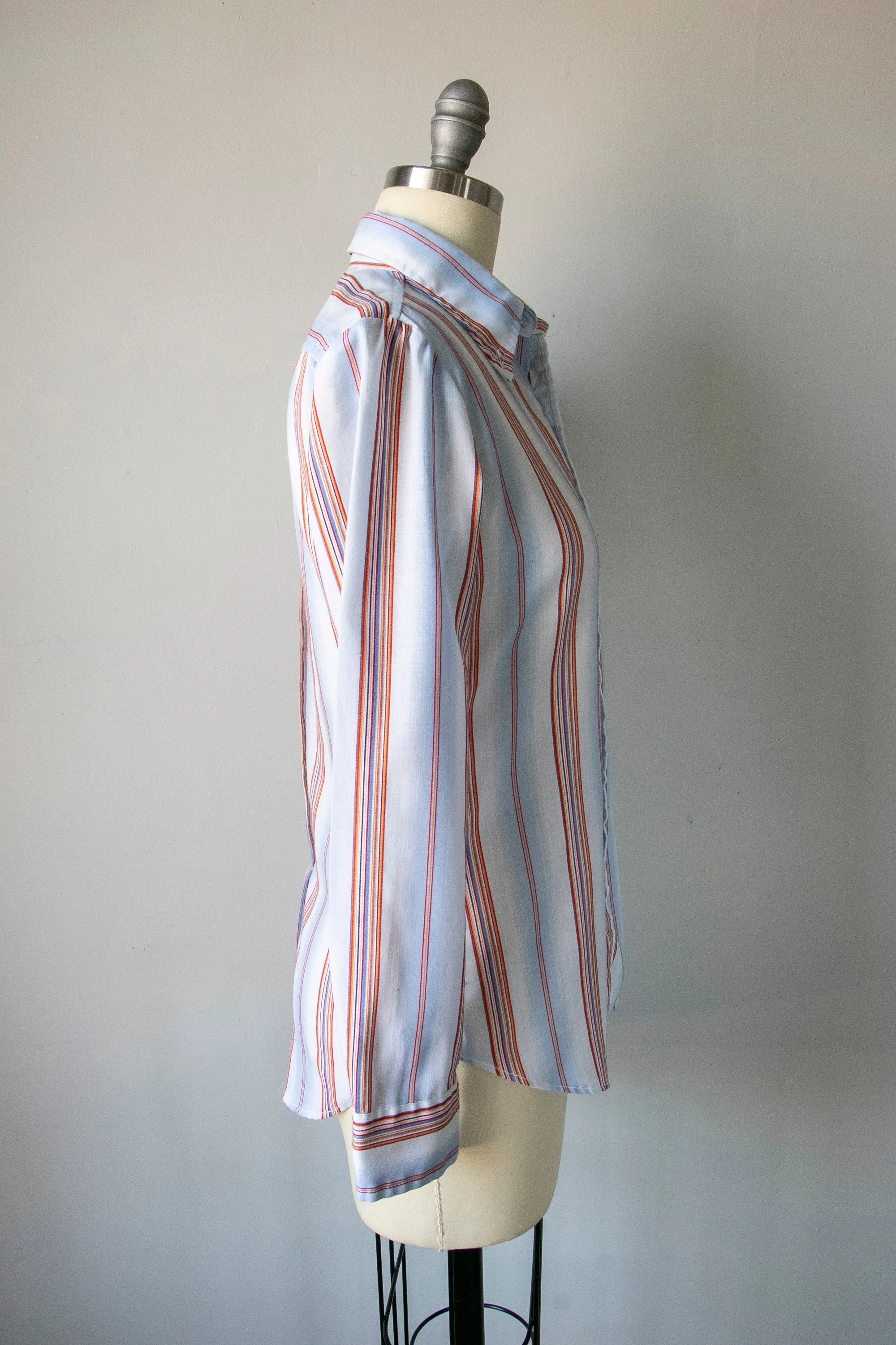 1970s Blouse Striped Top XS