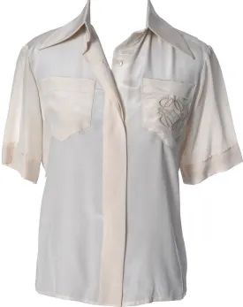 1970's Loewe Silk Vintage Blouse with Logo Pocket