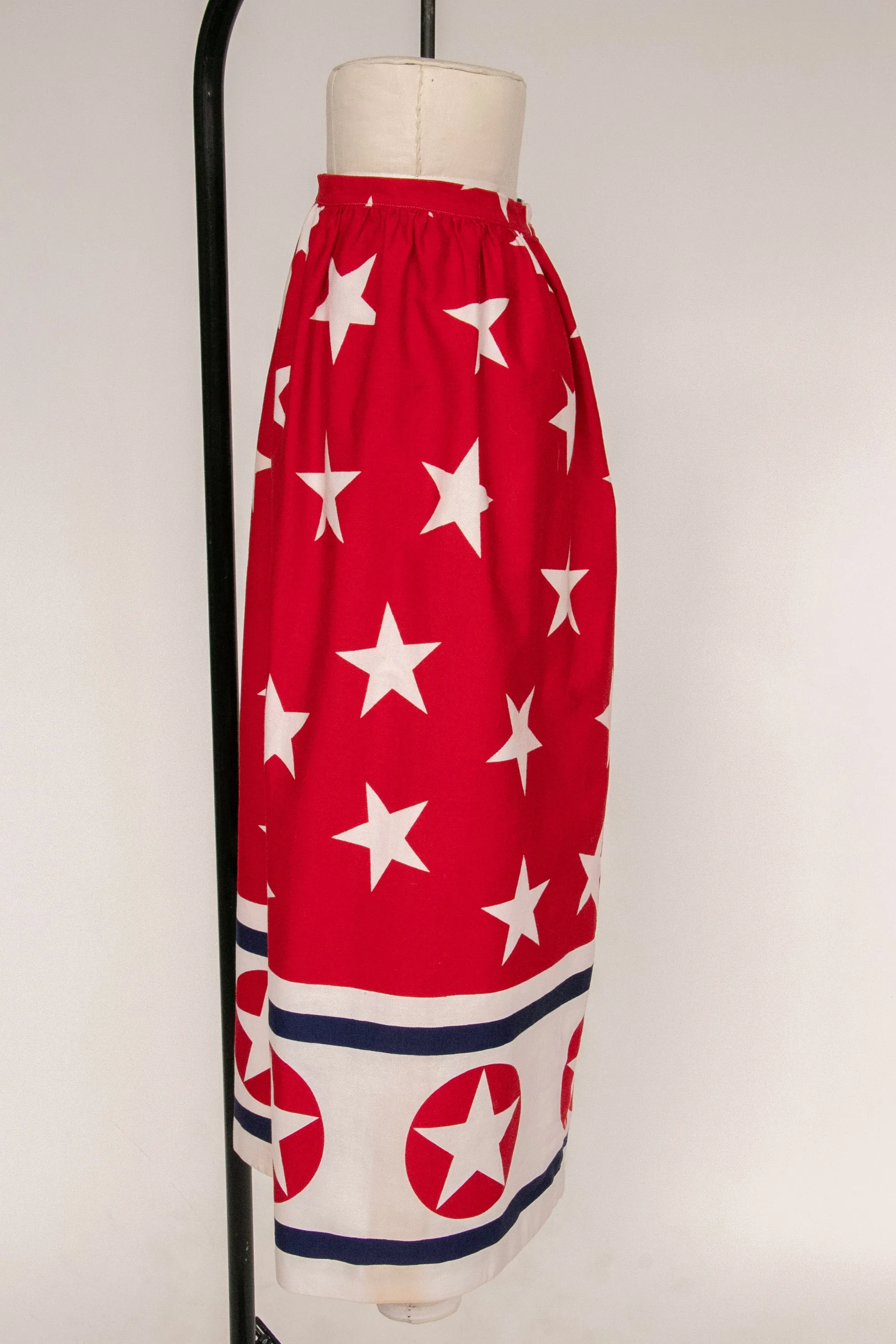 1970s Maxi Skirt Cotton Printed Stars S