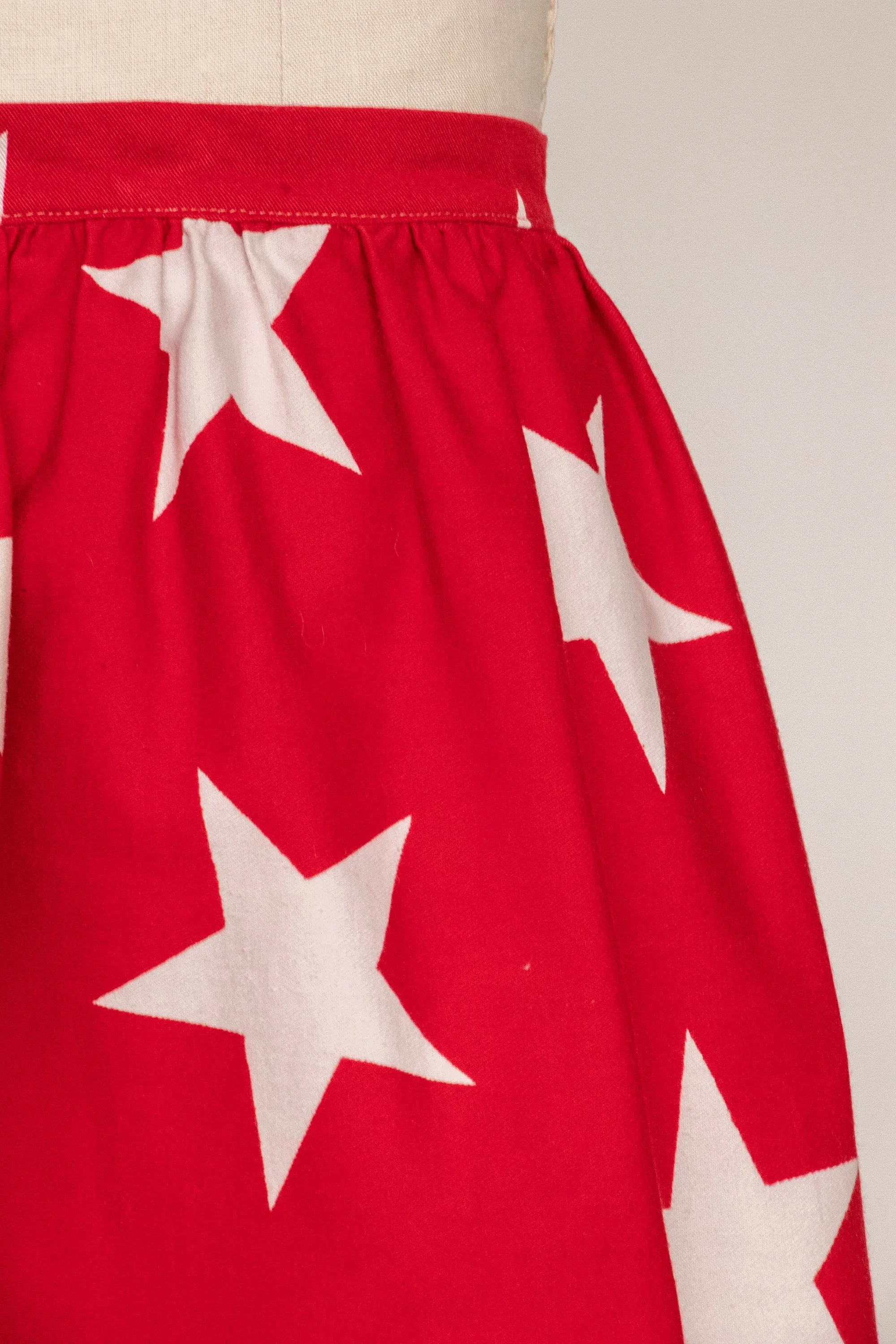 1970s Maxi Skirt Cotton Printed Stars S