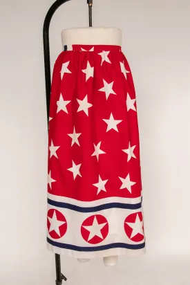 1970s Maxi Skirt Cotton Printed Stars S