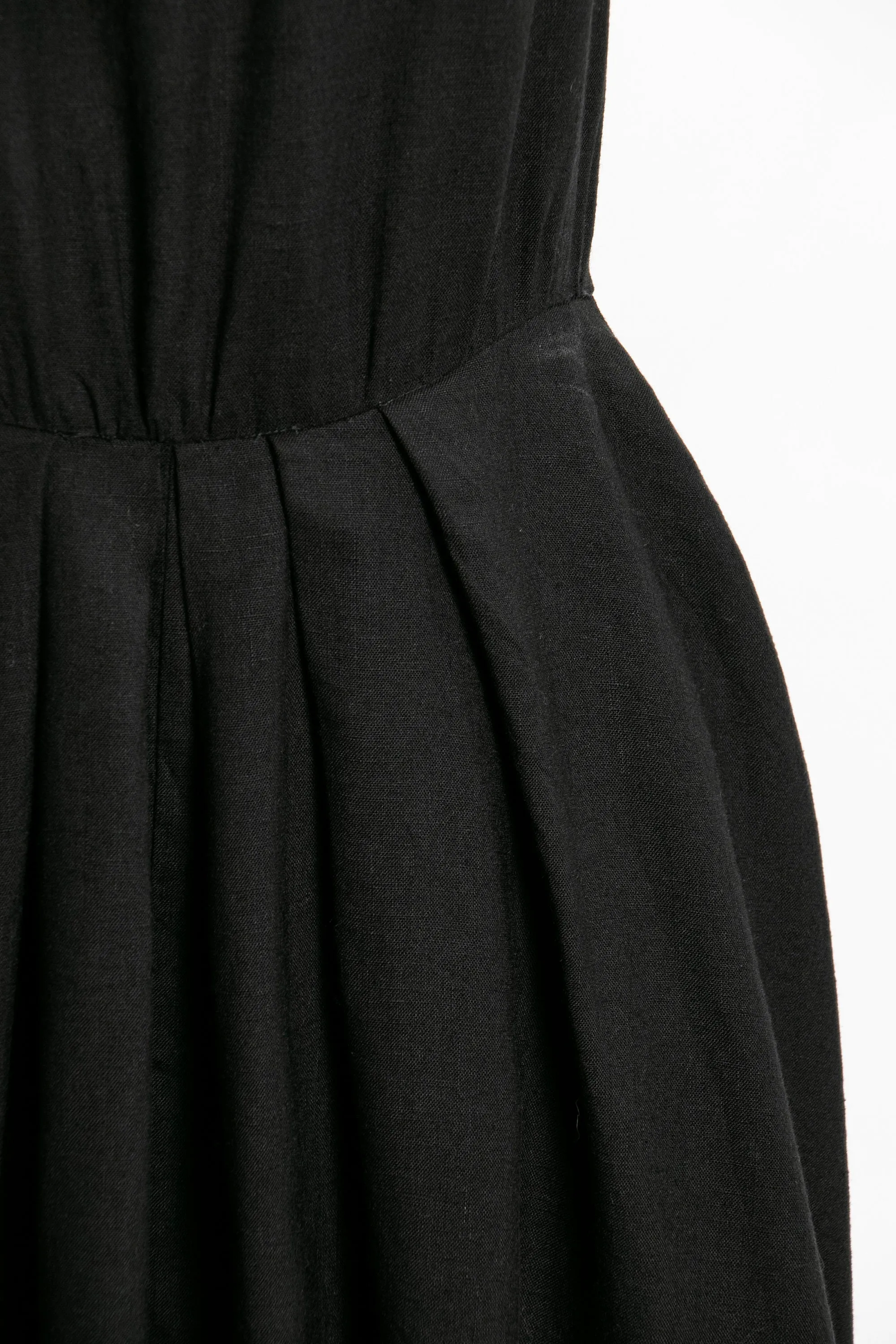 1980s Dress ALBERT NIPON Black Linen Sleeveless 80s Small