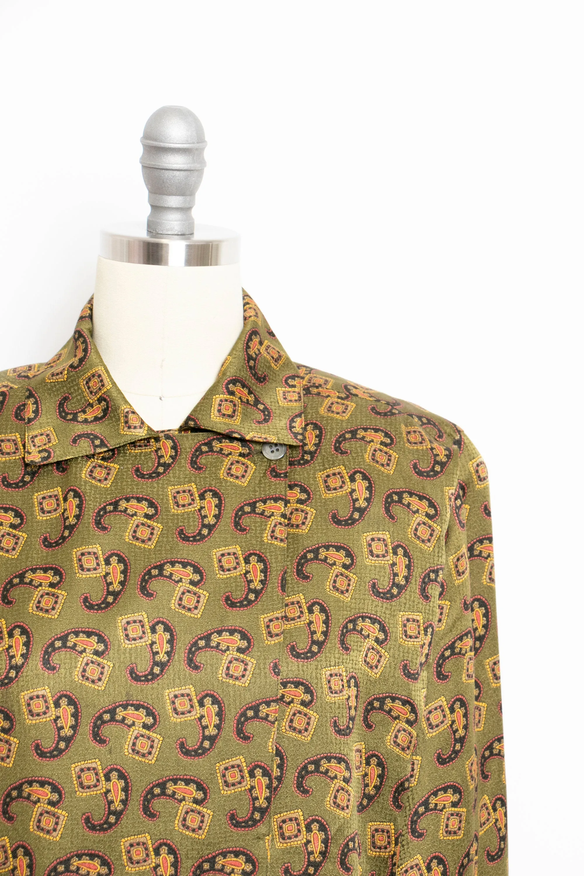 1980s Silk Blouse Anne Klein Paisley Printed S / XS