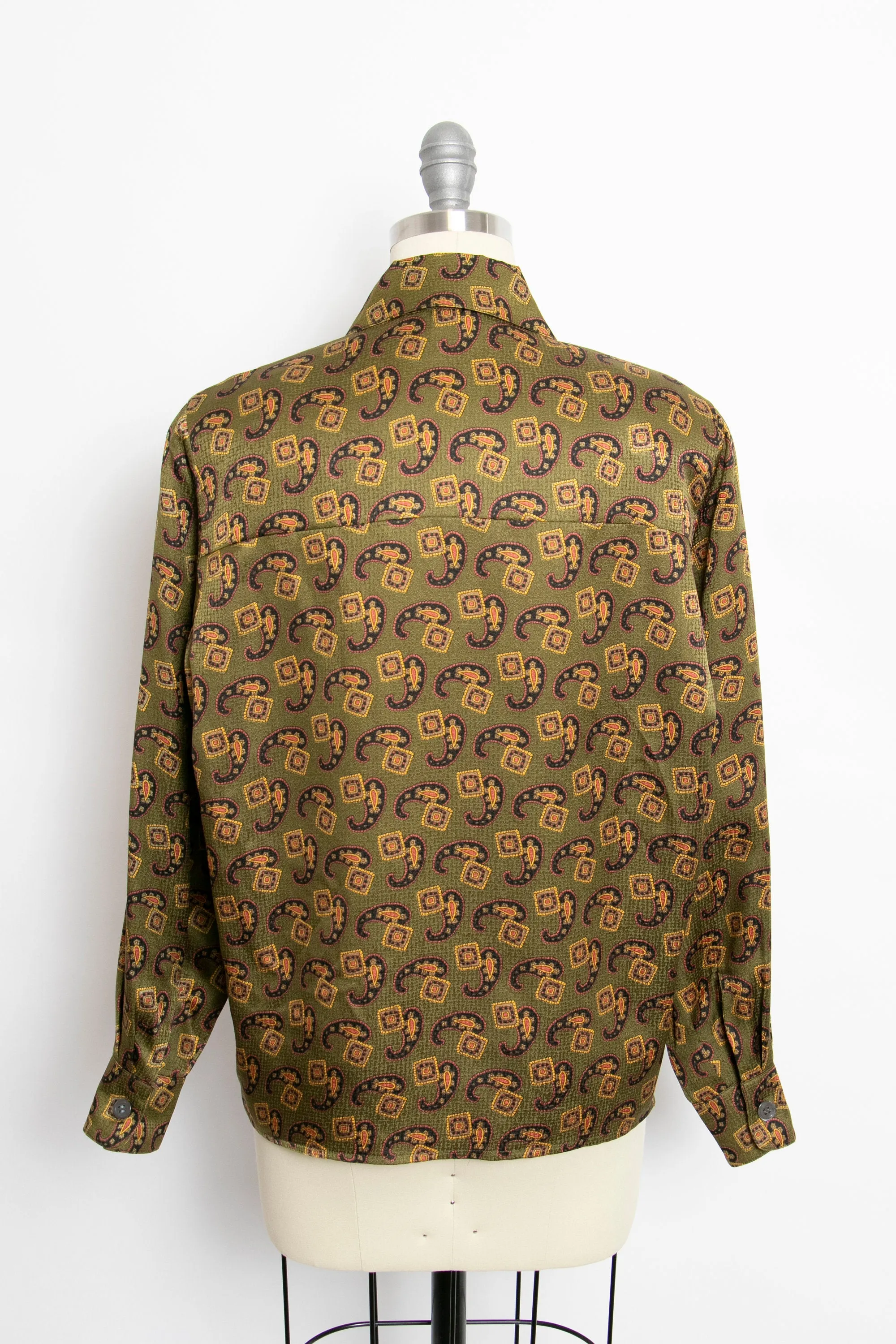 1980s Silk Blouse Anne Klein Paisley Printed S / XS