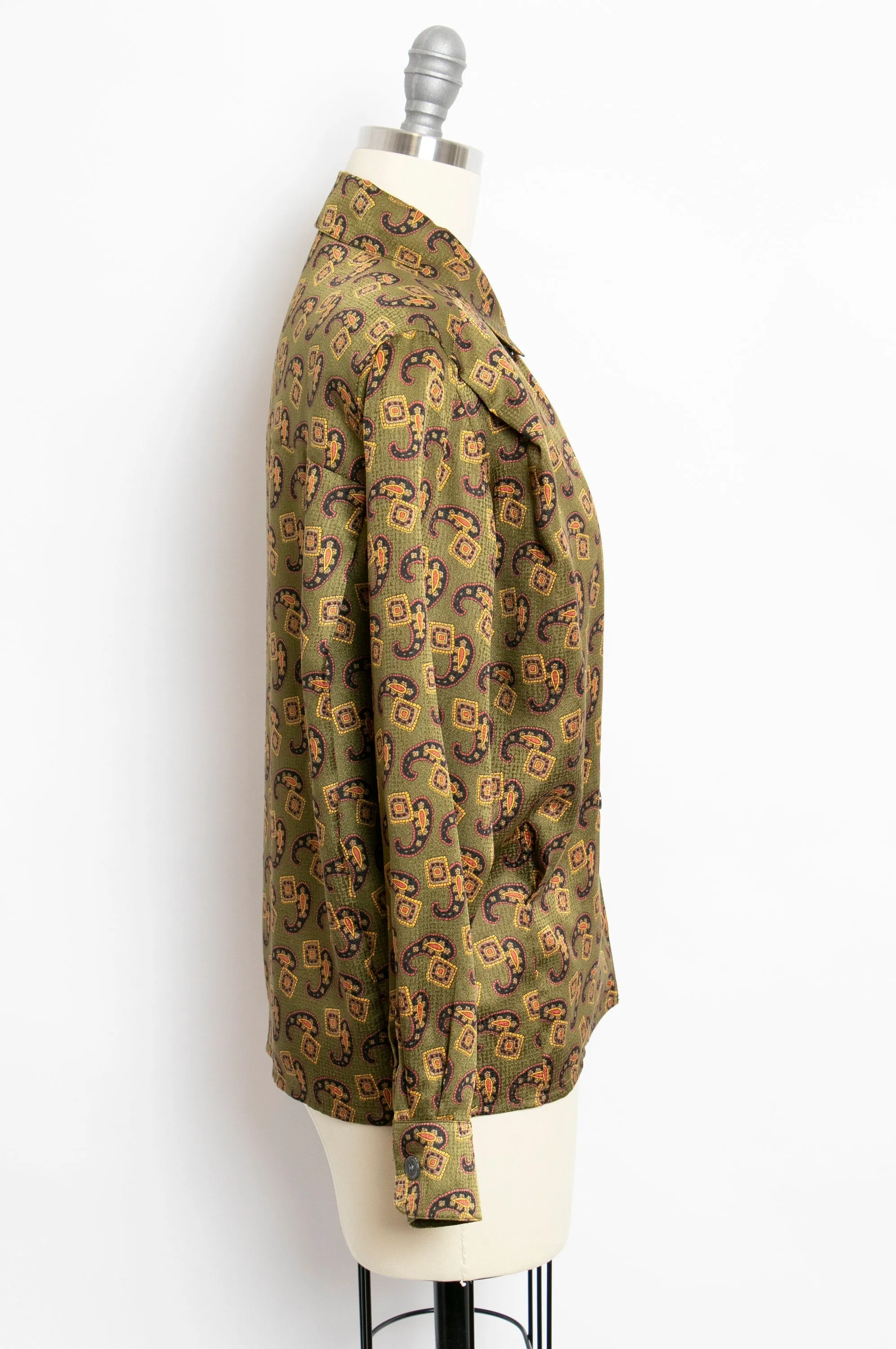 1980s Silk Blouse Anne Klein Paisley Printed S / XS