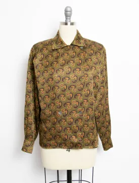 1980s Silk Blouse Anne Klein Paisley Printed S / XS
