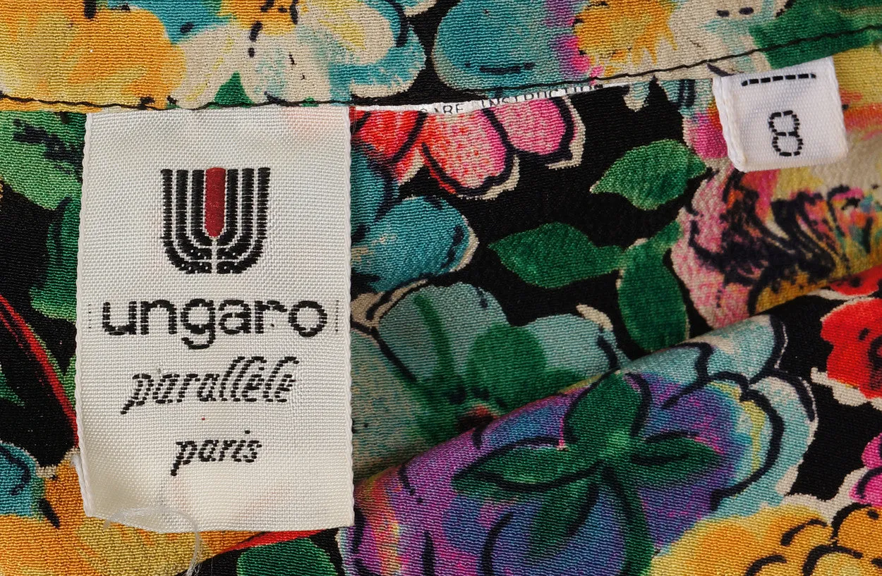 1980s Vintage Blouse by Ungaro Parallele - Flower Patterned Silk