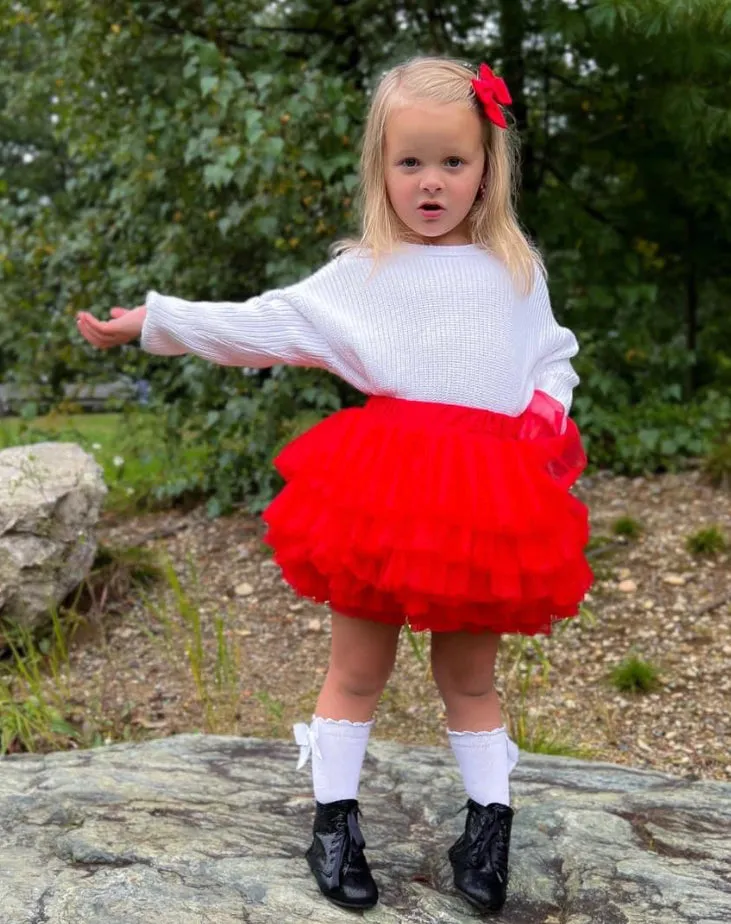 2 left! 2/3 & 3/4yr ~ Tulle Ruffle Skirt ~ Red