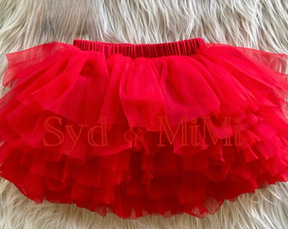 2 left! 2/3 & 3/4yr ~ Tulle Ruffle Skirt ~ Red