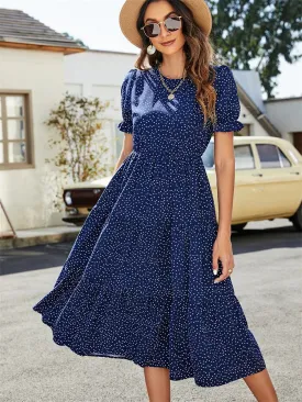2024 Summer Casual O-Neck Short Sleeve Beach Boho Dress