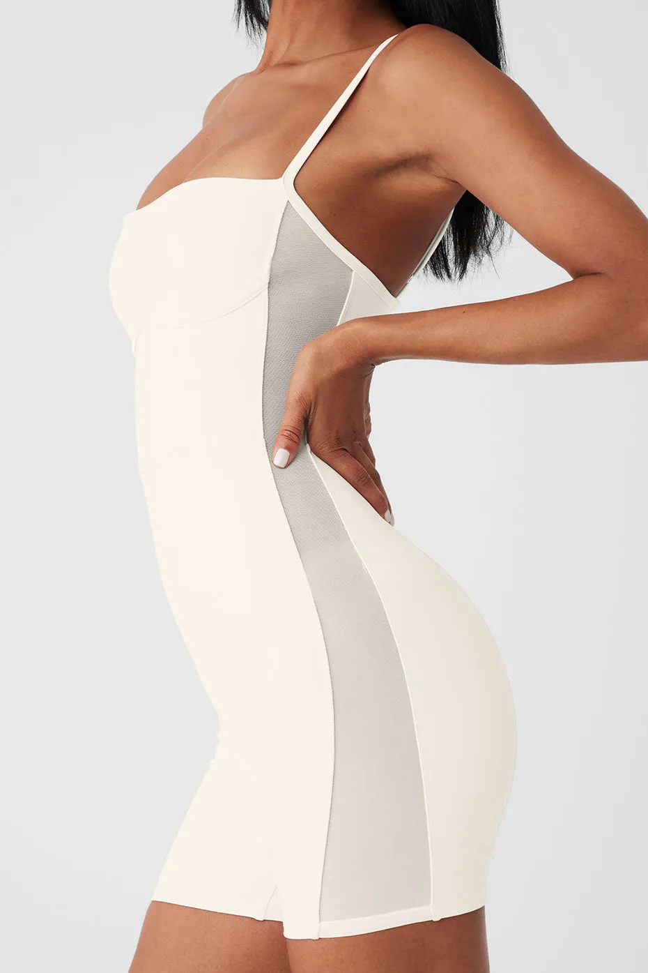 Airbrush Mesh Everlasting Onesie - Ivory