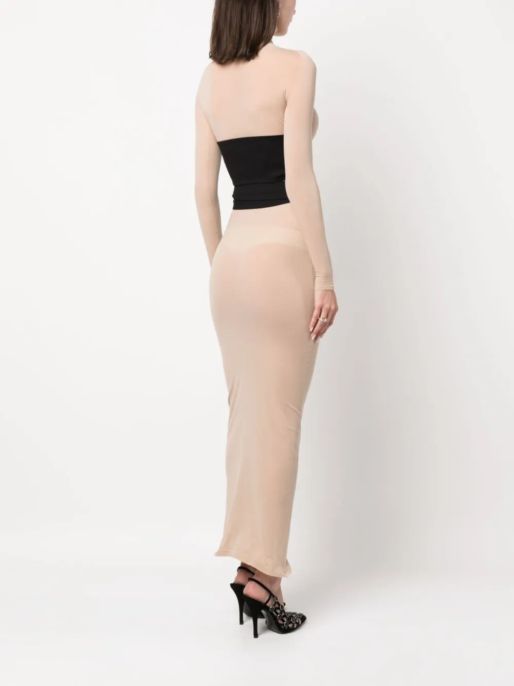 ALAIA Taupe Second Skin Knit Maxi Dress for Women - FW23