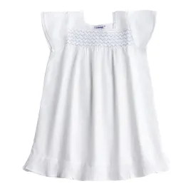 Amelia White Cotton Dress, Smocked