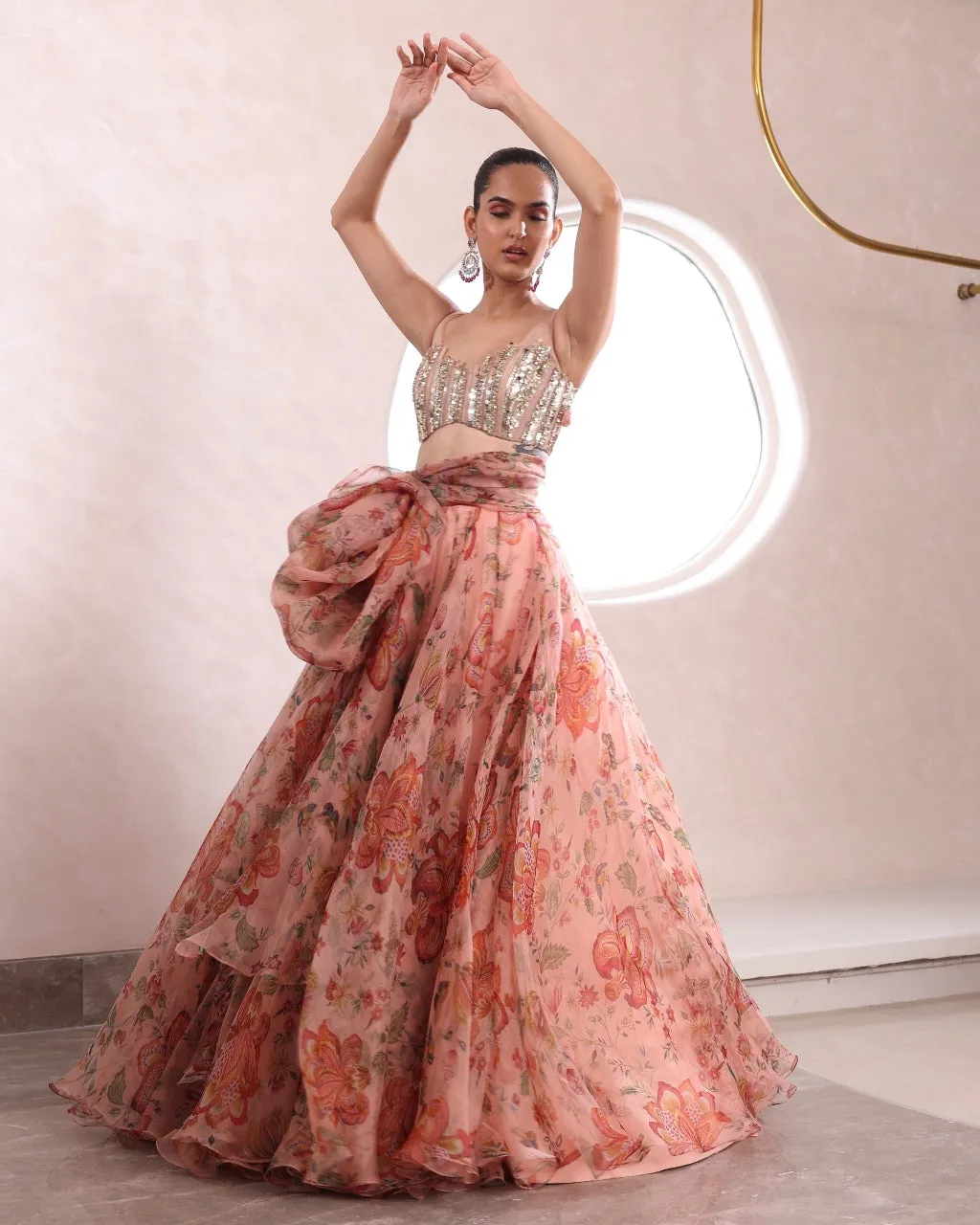 Arni Floral Embroidered Lehenga Set with Dupatta