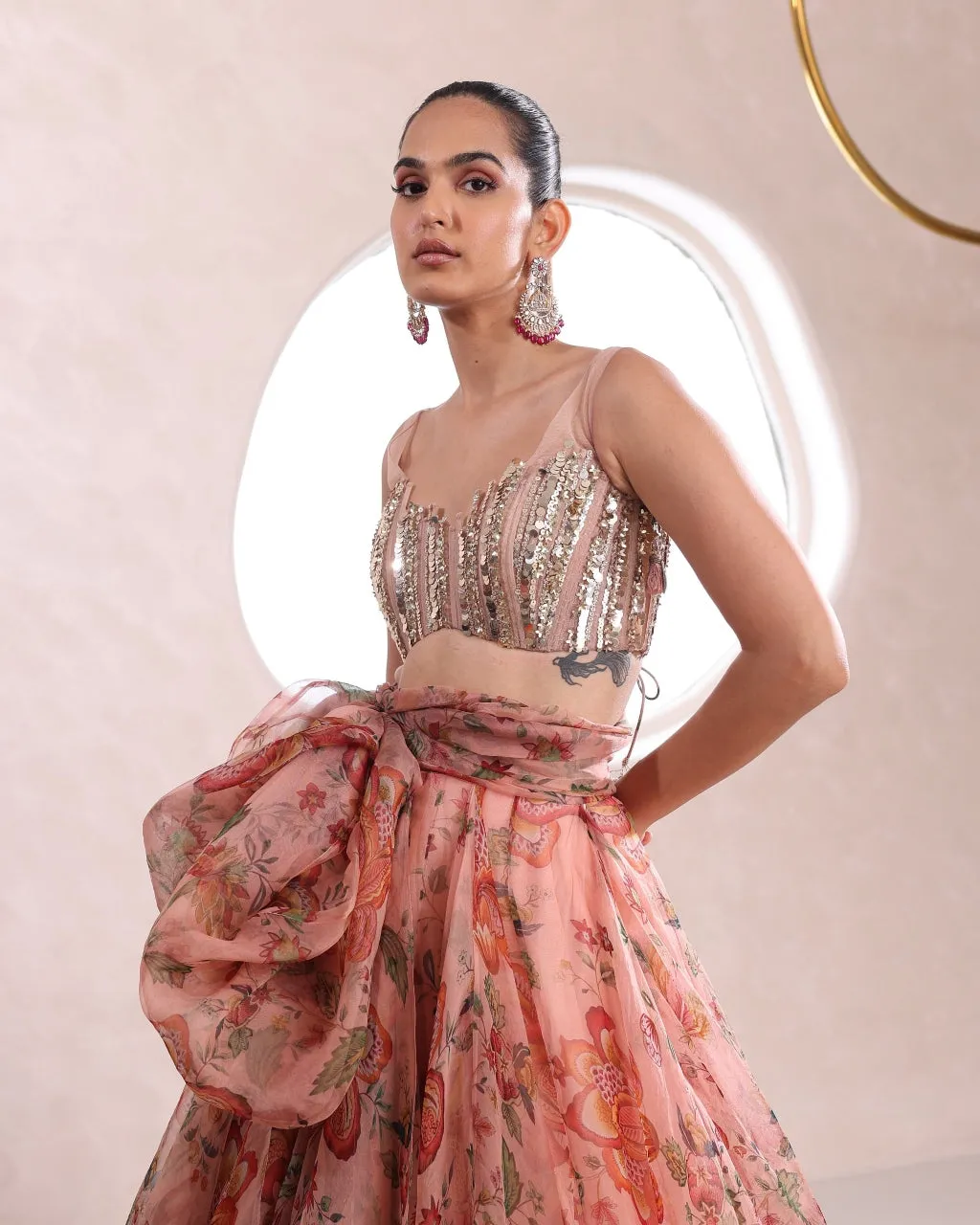 Arni Floral Embroidered Lehenga Set with Dupatta