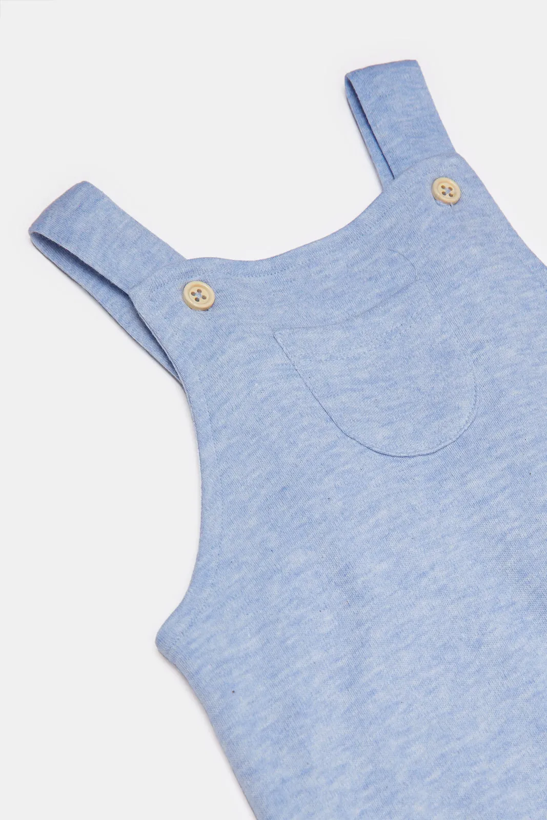 Baby Blue And White Printed Dungaree Set (2 Piece)