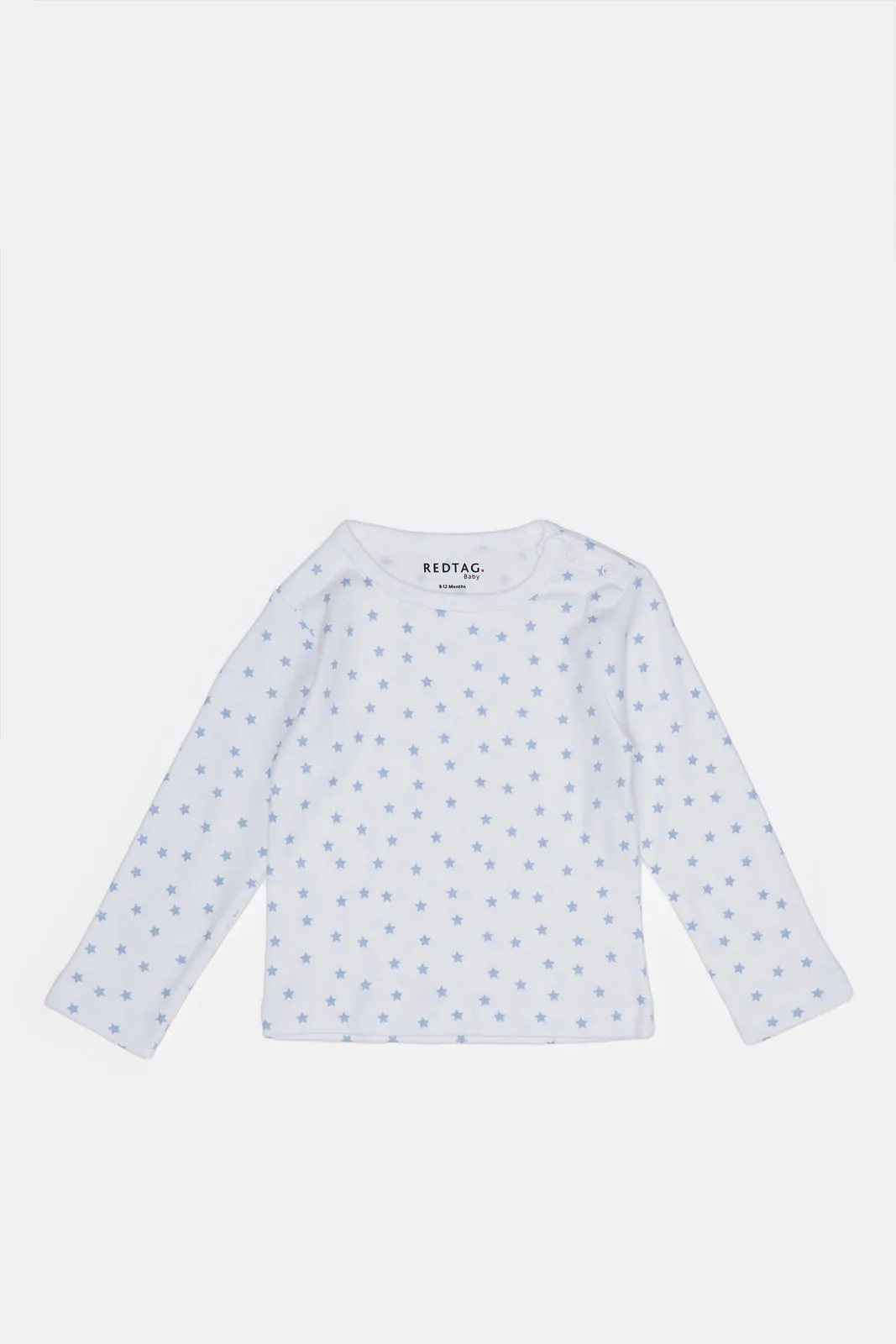 Baby Blue And White Printed Dungaree Set (2 Piece)