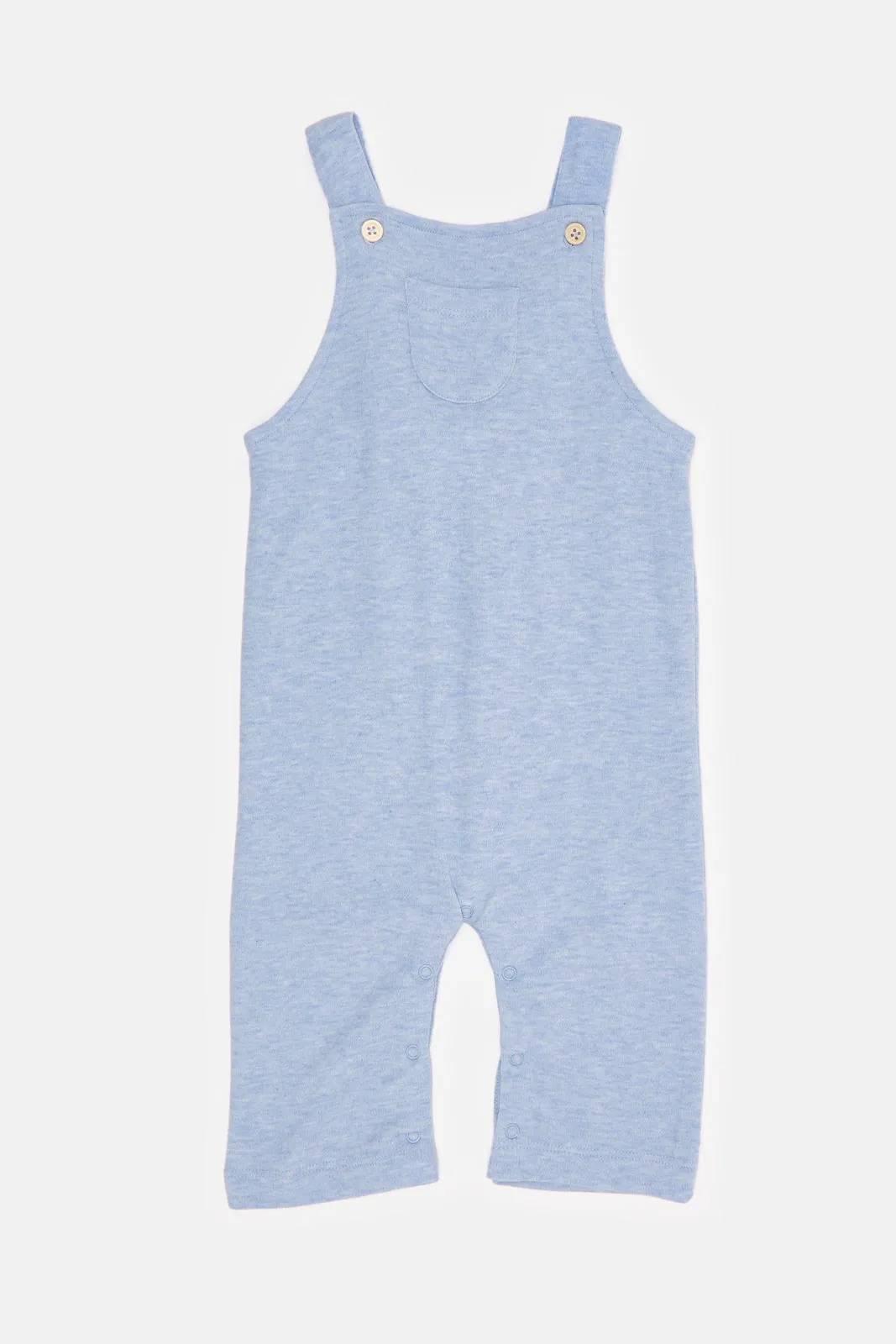 Baby Blue And White Printed Dungaree Set (2 Piece)