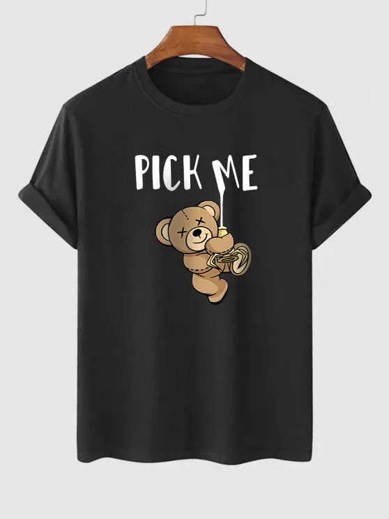 Bear Print T Shirt And Shorts Set