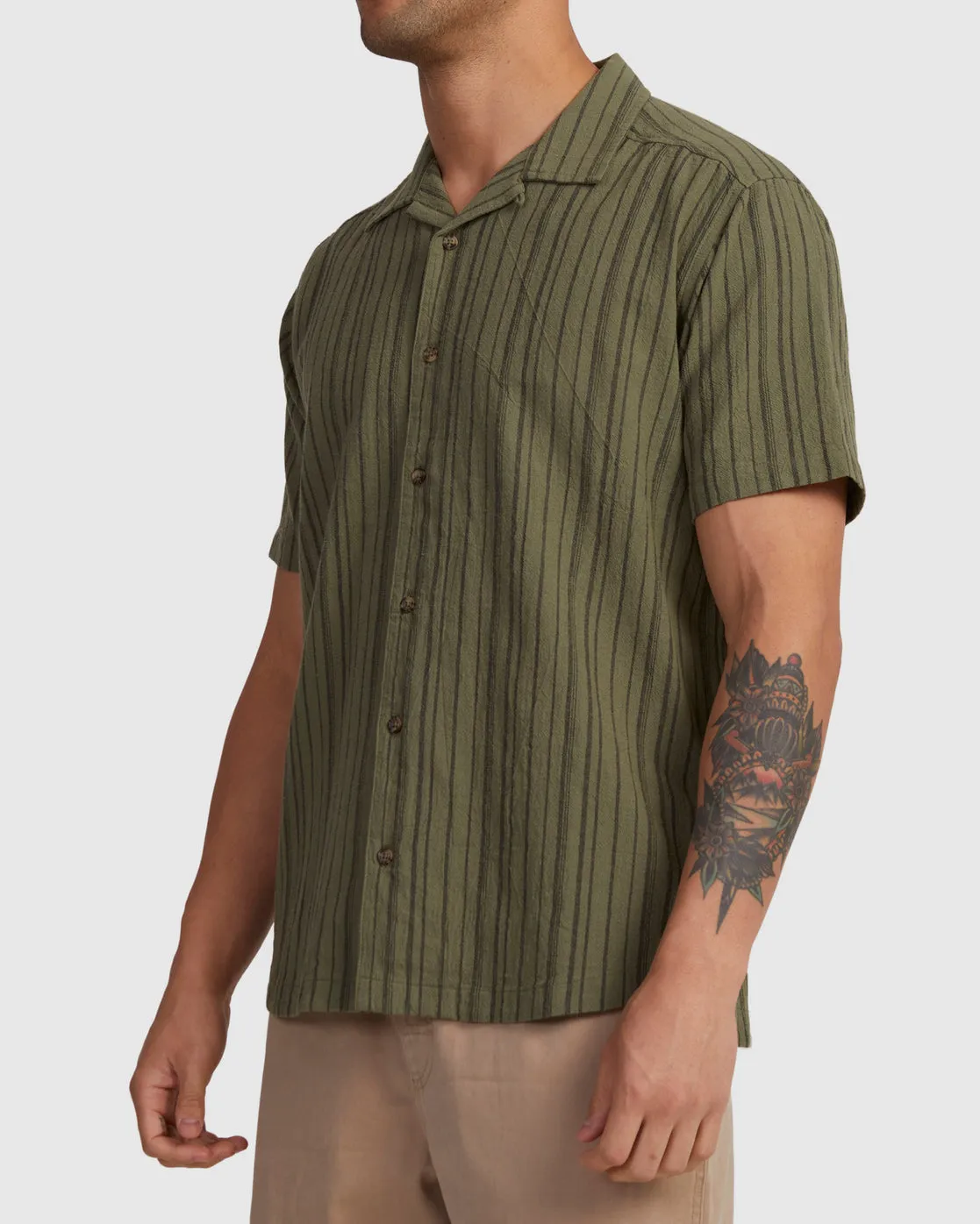 Beat Stripe Short Sleeve Shirt - Agave