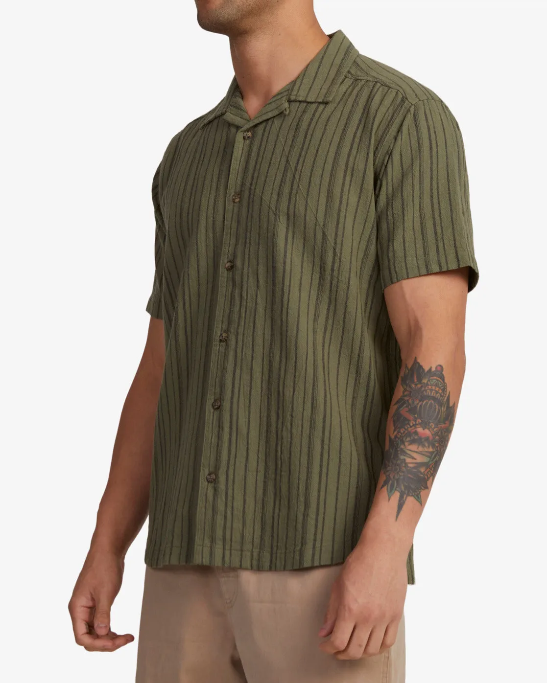 Beat Stripe Short Sleeve Shirt - Agave