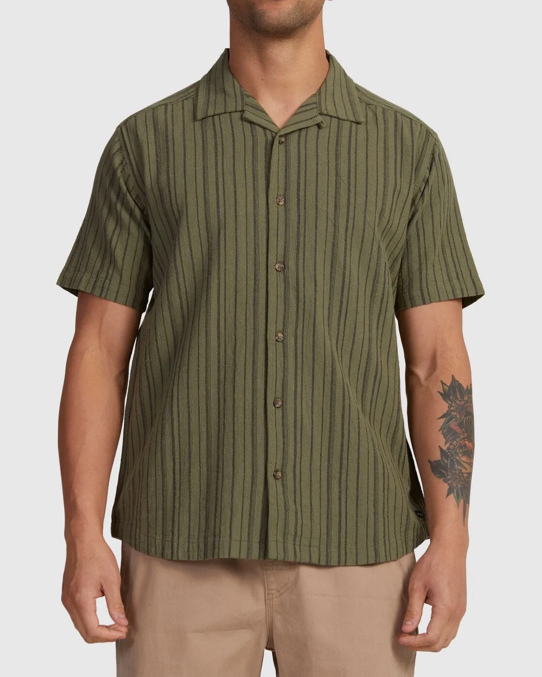Beat Stripe Short Sleeve Shirt - Agave