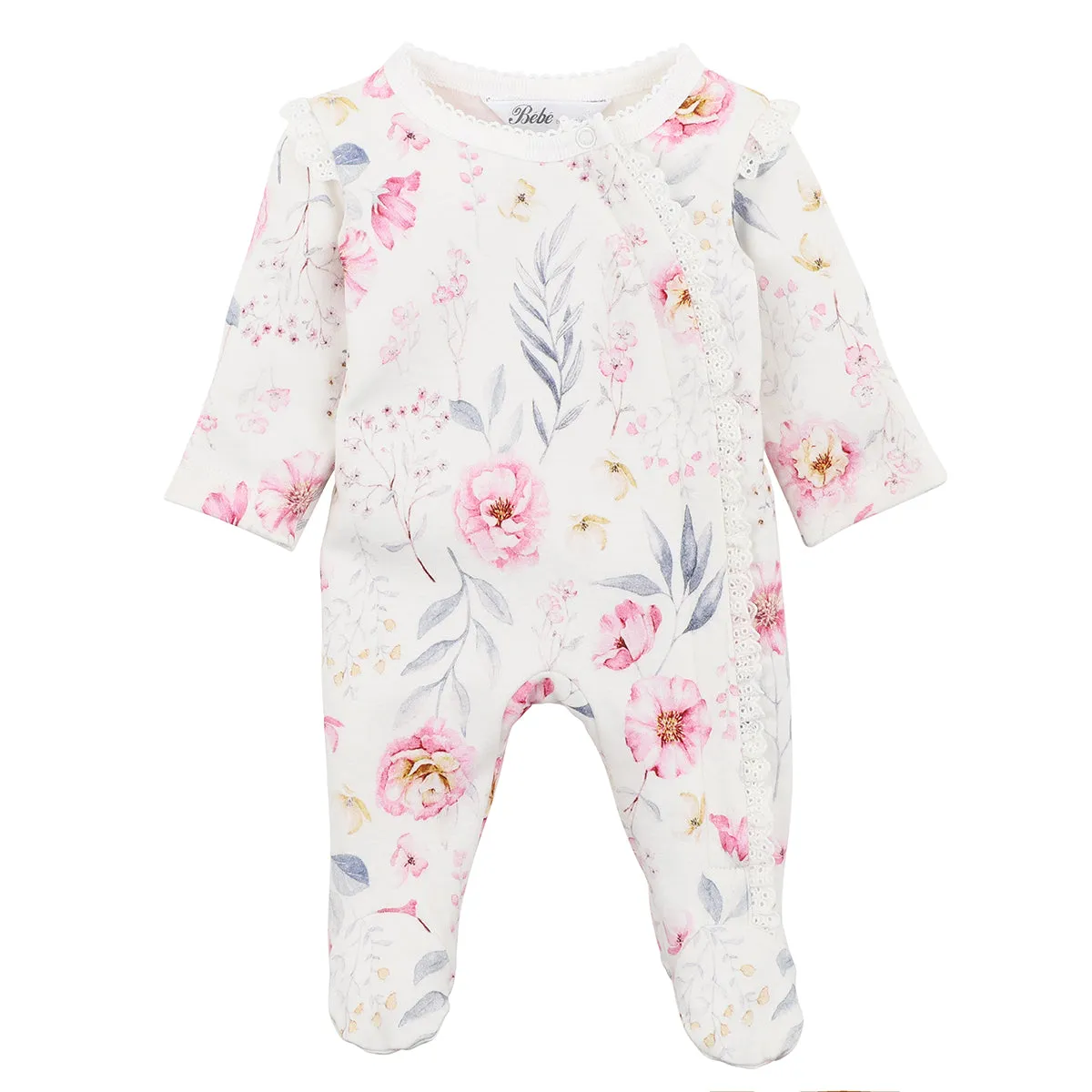 Bebe Lola Print L/S Zip Onesie (Size PREM-1)