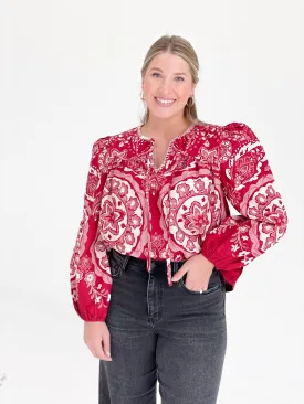 Before You Button Down Blouse - Wine