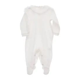 Beige Long Sleeve Ruffle Babygrow