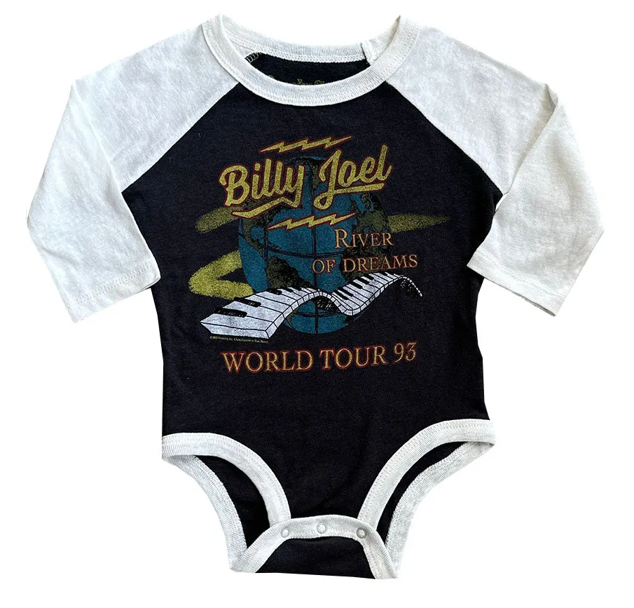 Billy Joel Raglan Onesie - Off Black / Cream