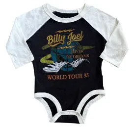 Billy Joel Raglan Onesie - Off Black / Cream
