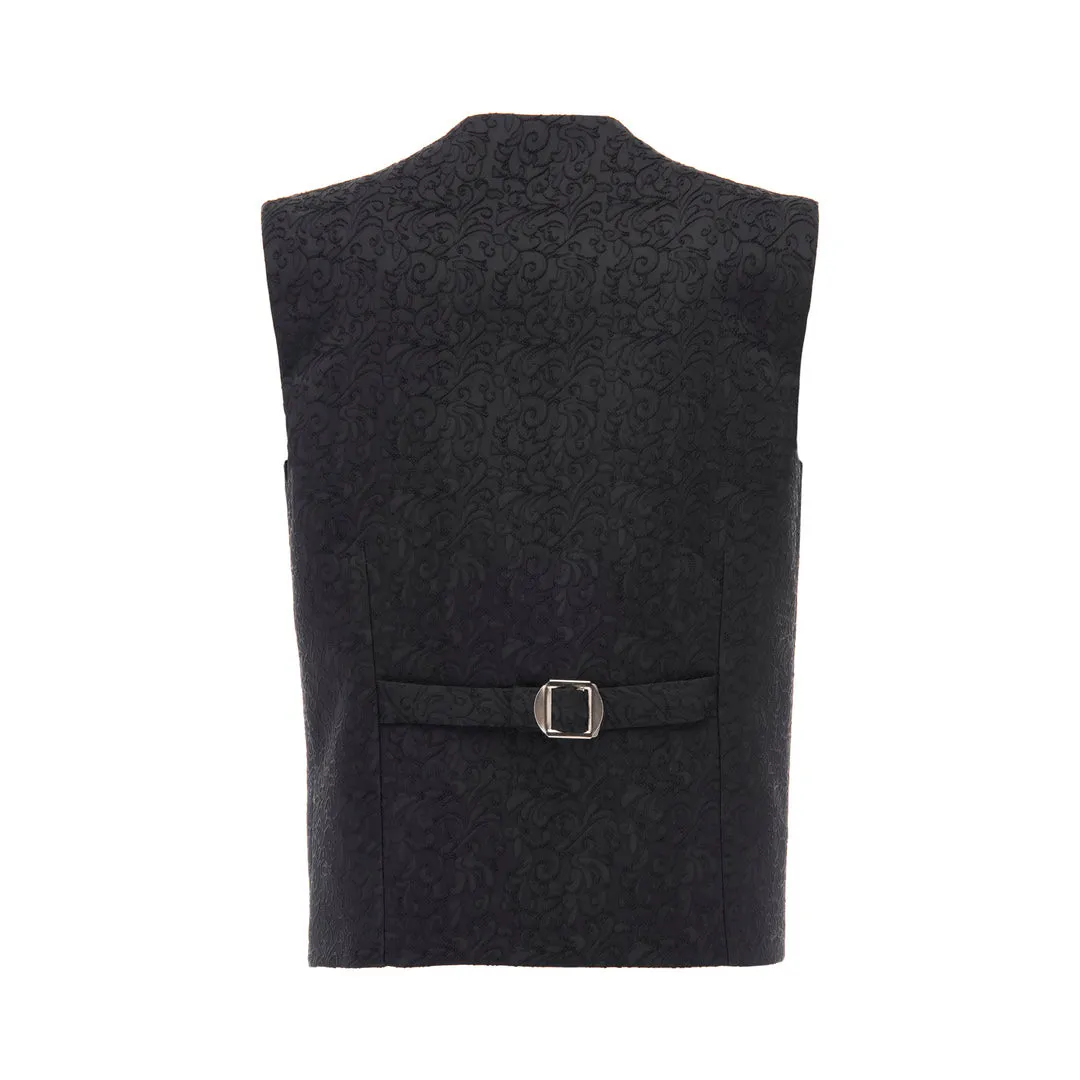 Black Paisley Print Vest and Bowtie