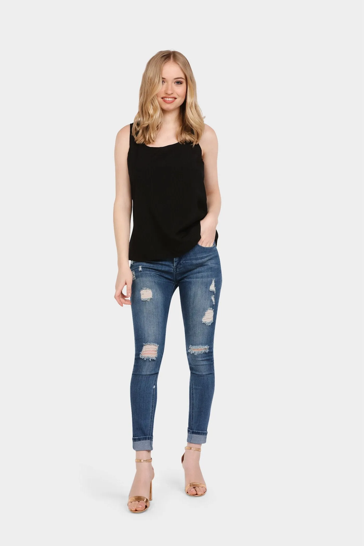 Black Zip Back Vest Top