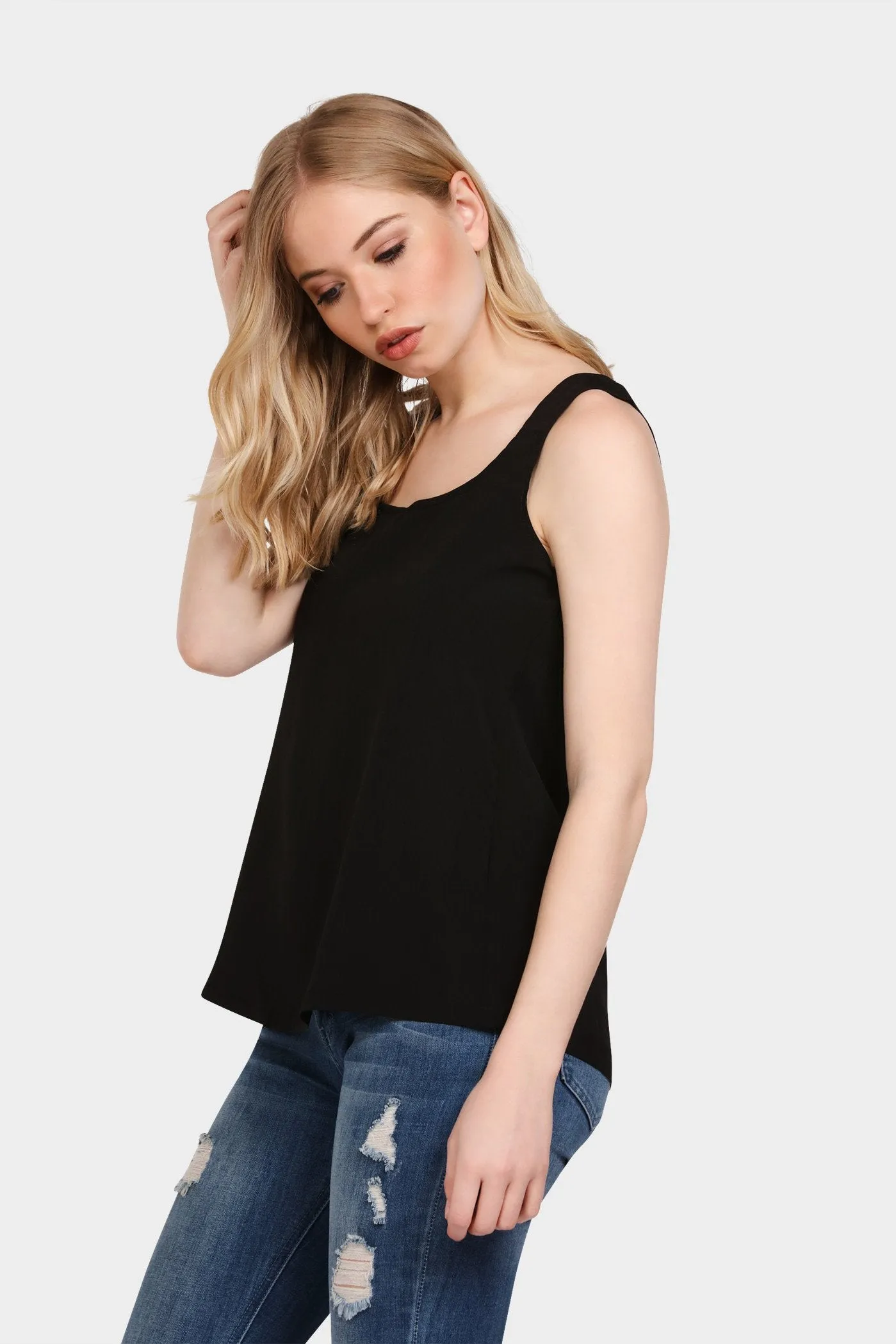 Black Zip Back Vest Top