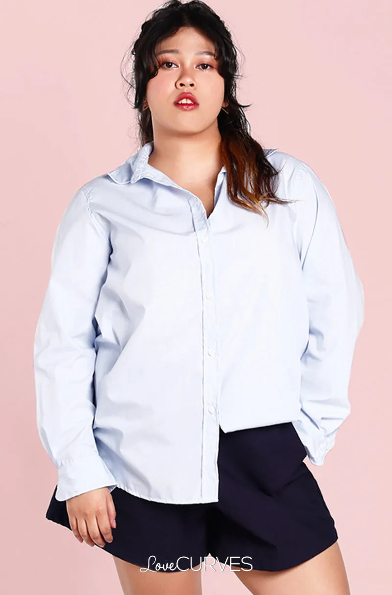 Boyfriend Button Down Shirt - Light Blue