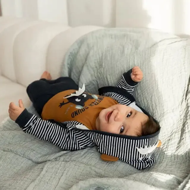 Boys Baby Brown Long Sleeve Jogger Cardigan Set | Dirkje