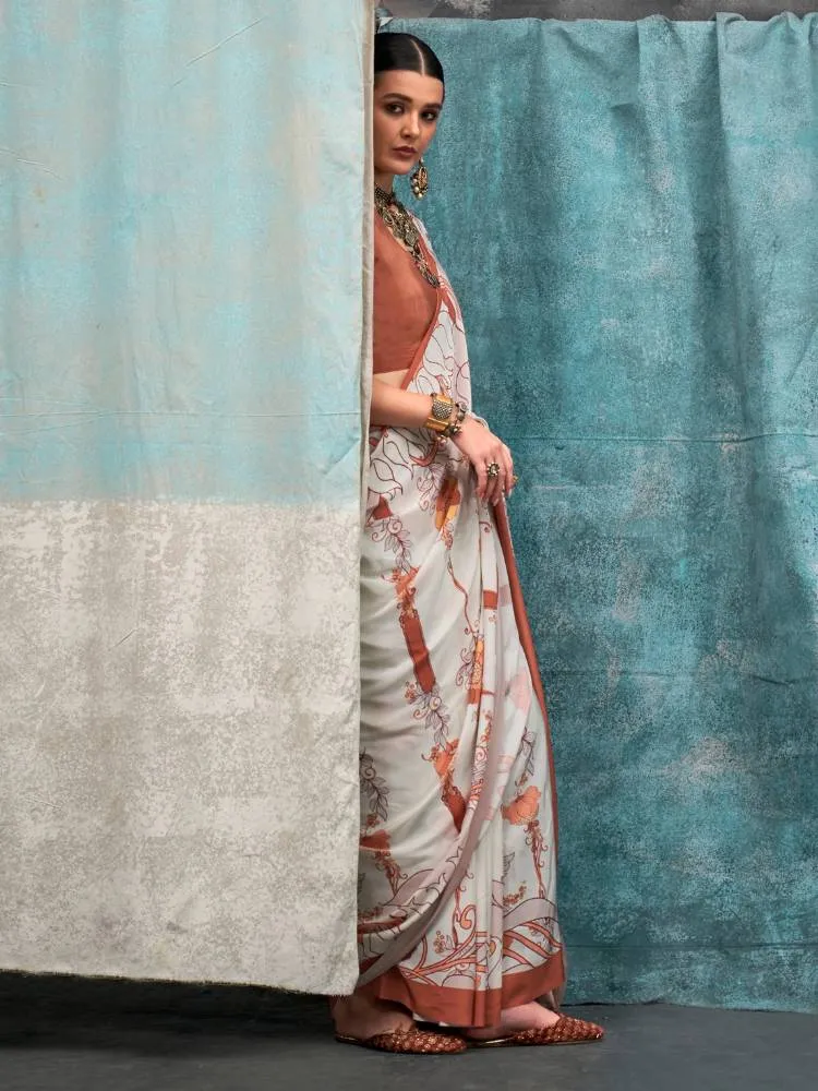 Brown Crape Silk Saree
