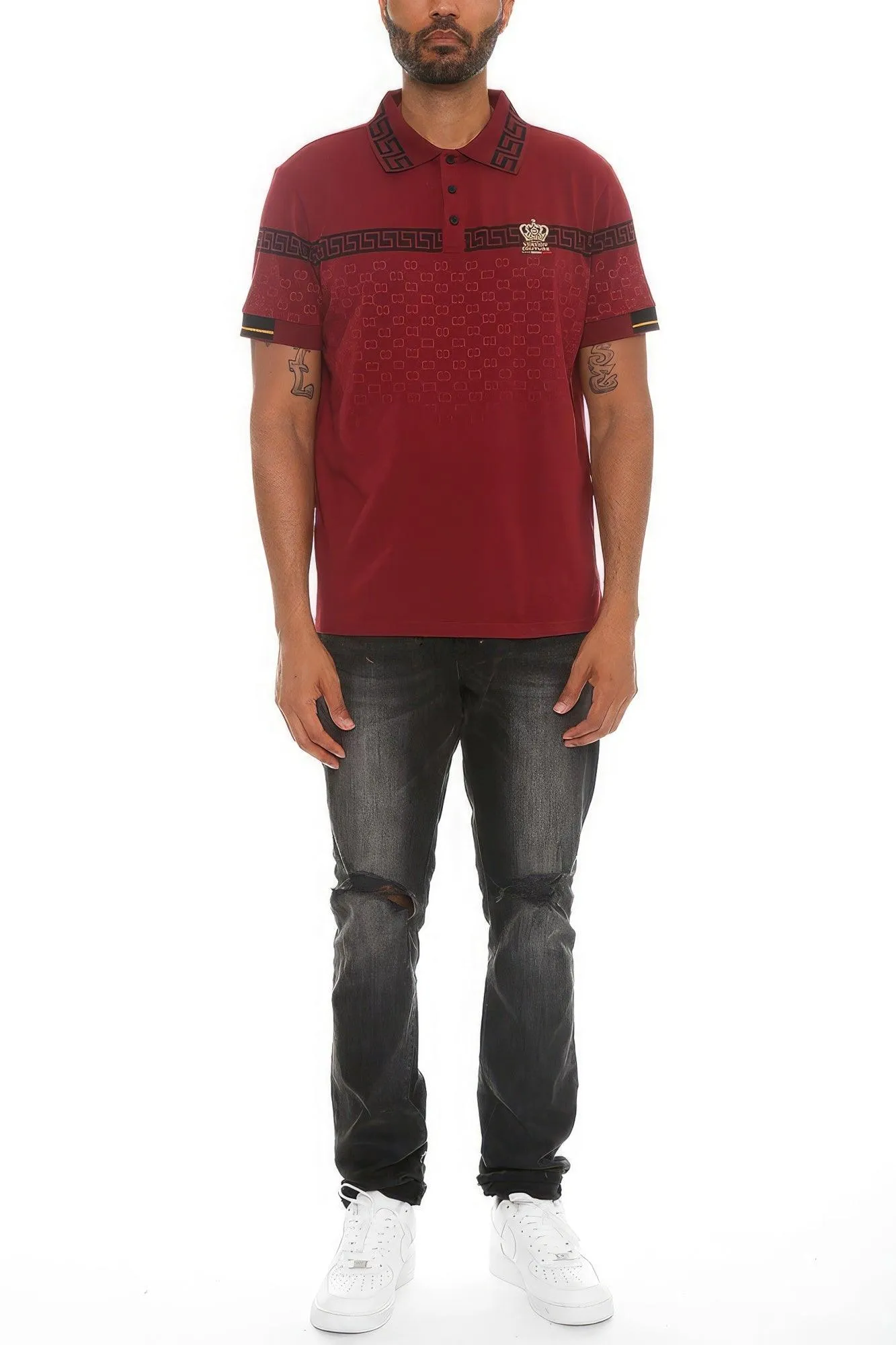 Burgundy Version Couture Polo Button Down Shirt