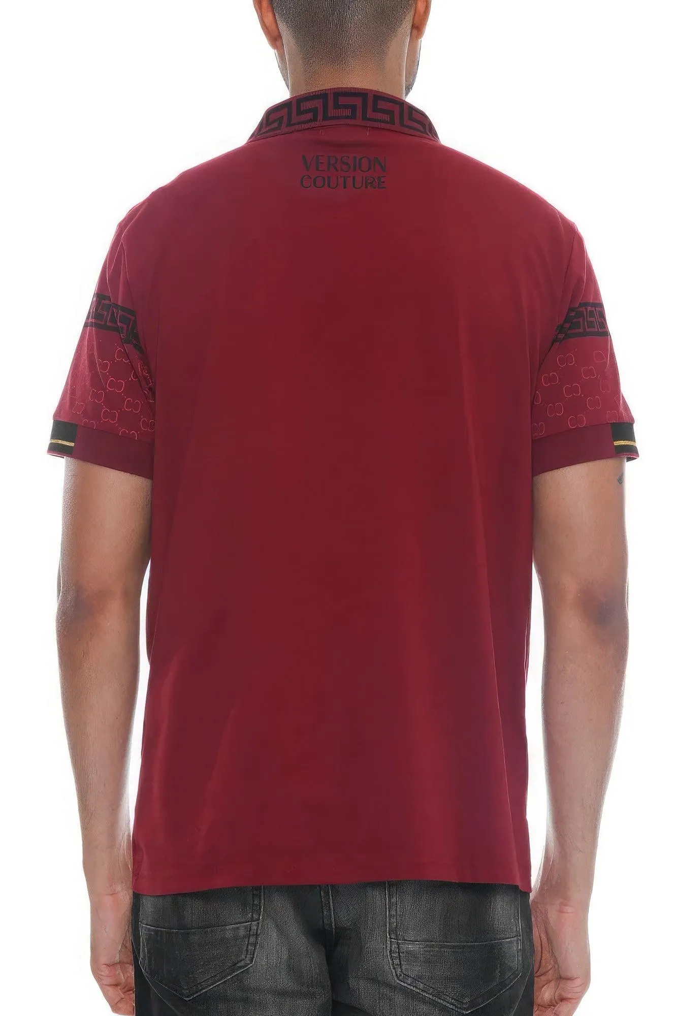 Burgundy Version Couture Polo Button Down Shirt
