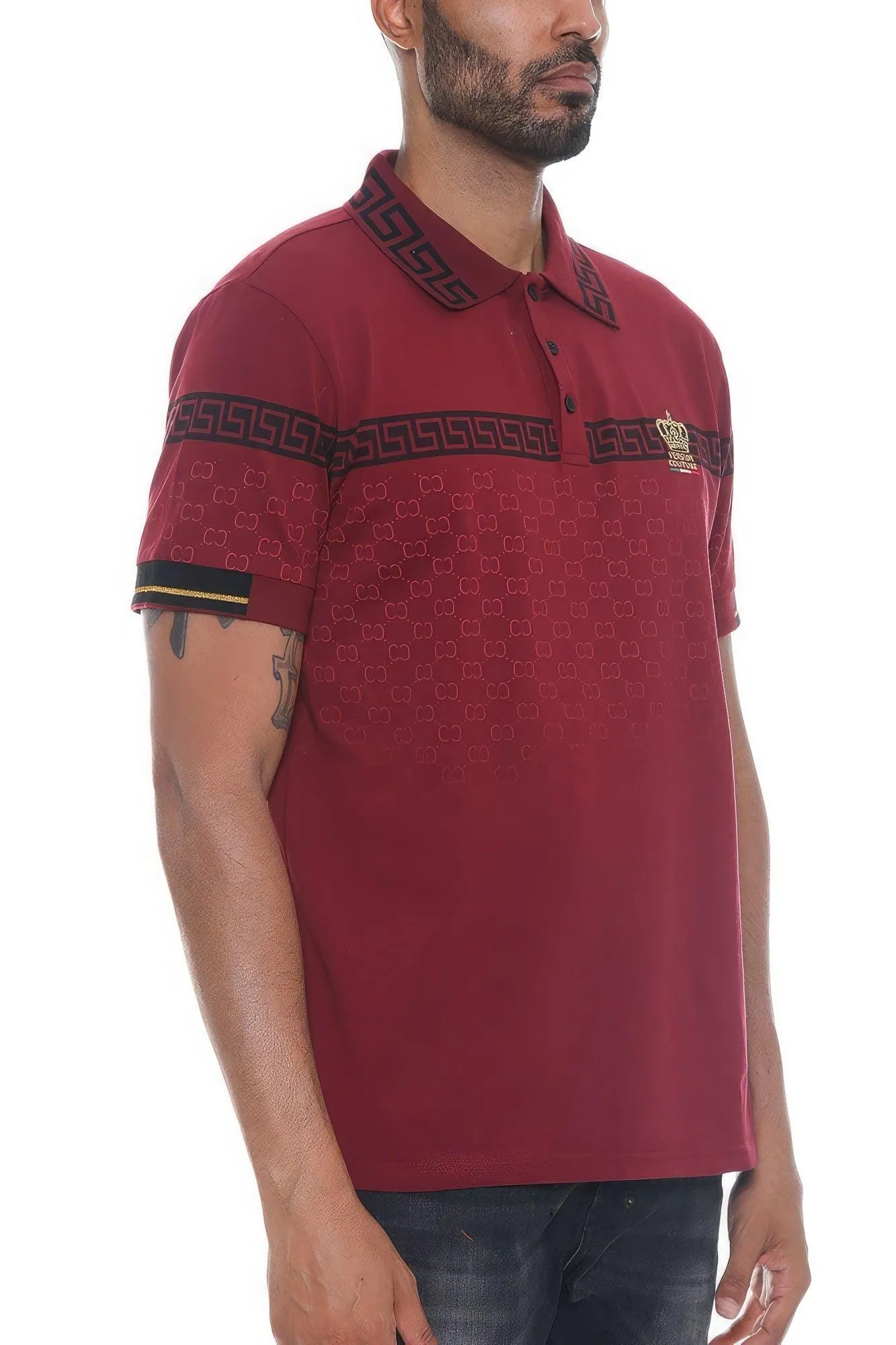 Burgundy Version Couture Polo Button Down Shirt