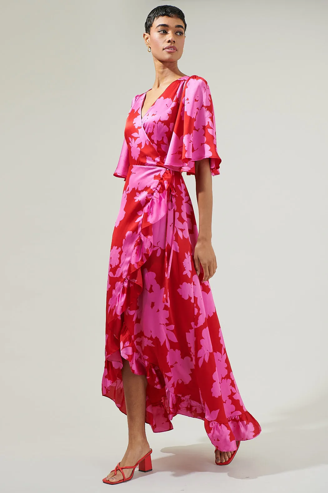 Burning Love Abelia Hi-Low Maxi Wrap Dress