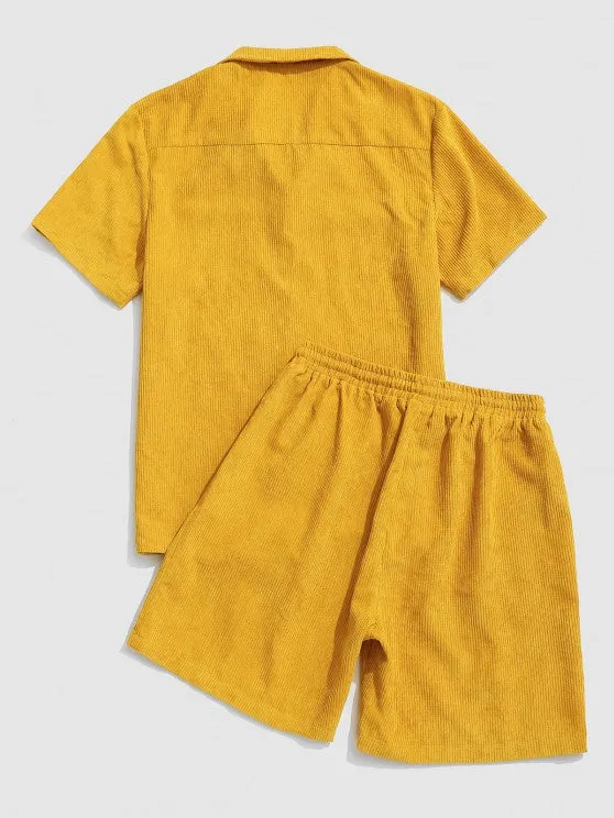 Button Up Pocket Shirt And Shorts
