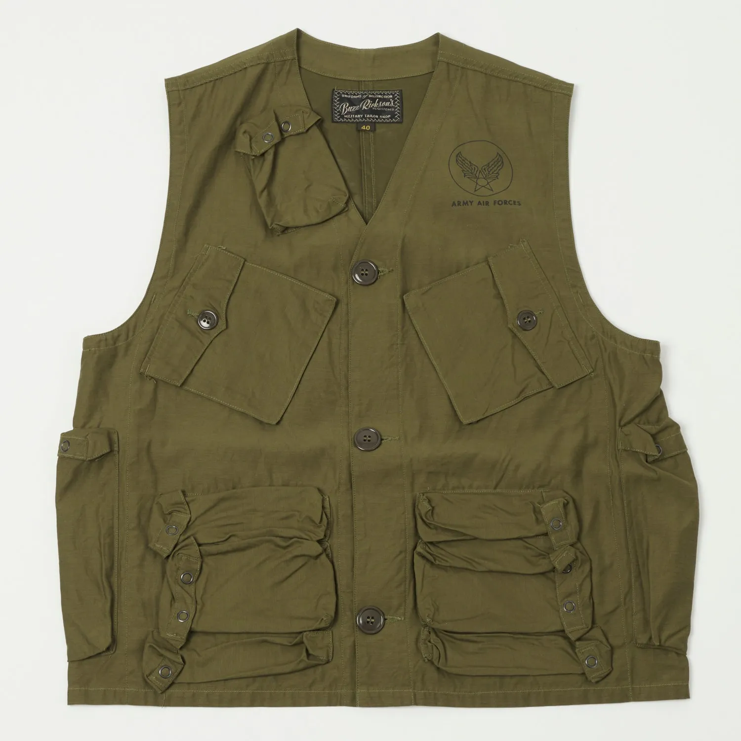 Buzz Ricksons Olive Green Type C-1 Civilian Vest - Premium Quality