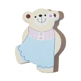 C&F Wooden Little Girl Bear Character - Flower Dress