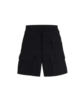 Cargo Shorts in Water-repellent Canvas With Phone Pocket - Black